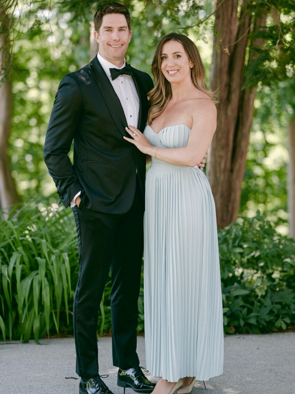 Strapless Light Blue Pleated Maxi Dress - Picture 8 of 8